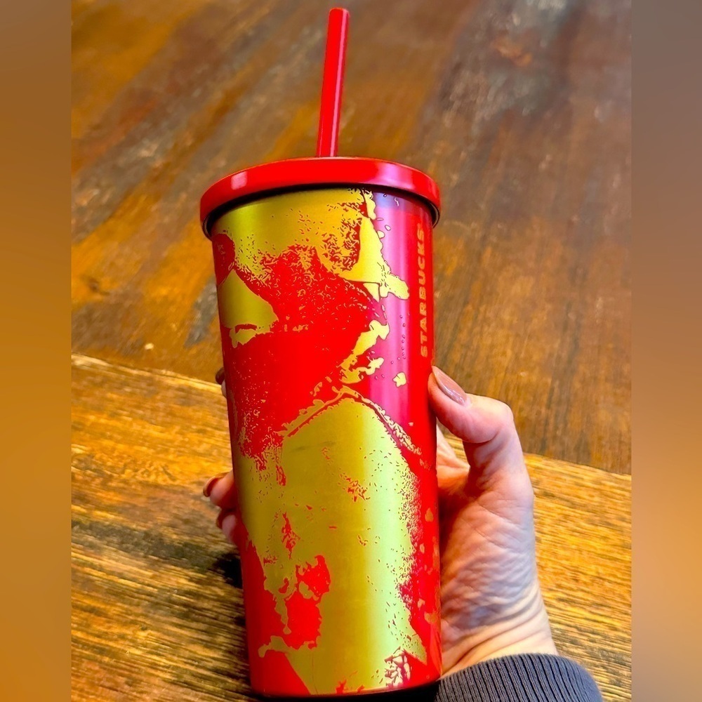 ⭐️Starbucks⭐️ Krakow Poland Gold Splash metal tumbler NWT